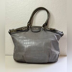 Coach Bag 18622 Madison Lindsey Leather Satchel Gray Croc Embossed